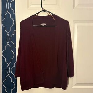 Maroon Open-Front Cardigan